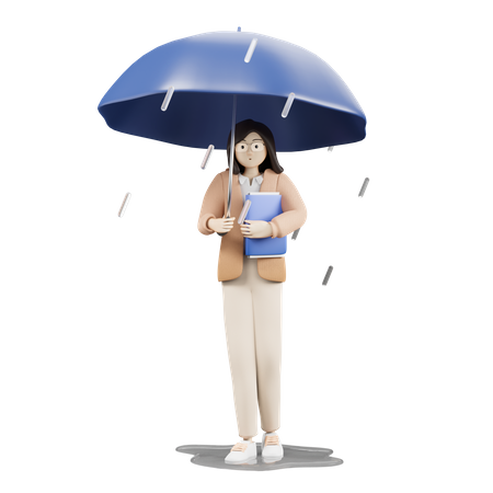 Girl With Umbrella  3D Illustration