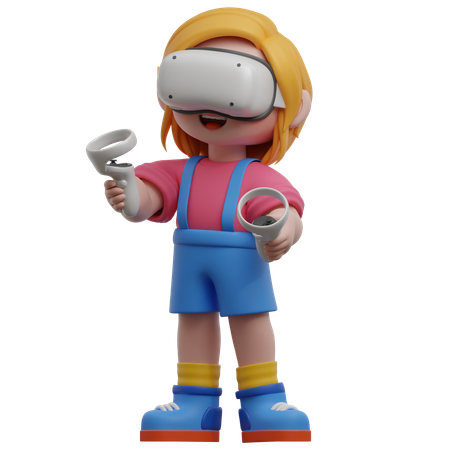 Girl With Virtual Reality Glasses  3D Icon