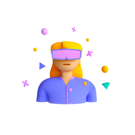 Girl with VR goggles  3D Icon