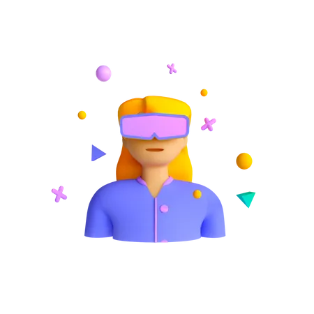 Girl with VR goggles  3D Illustration