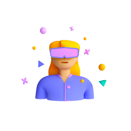 Girl with VR goggles 3D Illustration