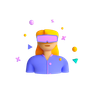 girl with vr goggles 3d logo