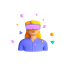 girl with vr goggles 3d logos