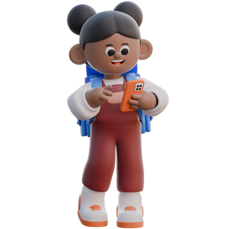 Girl with Watching Video on Phone  3D Icon