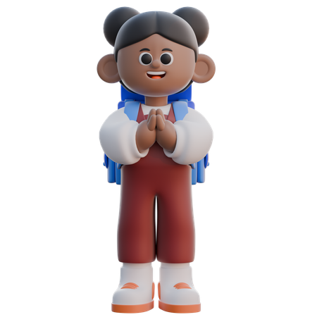 Girl with Welcoming pose  3D Icon