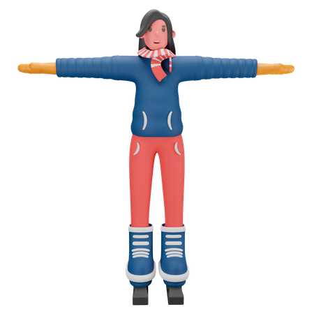 Girl With Winter Costume  3D Icon