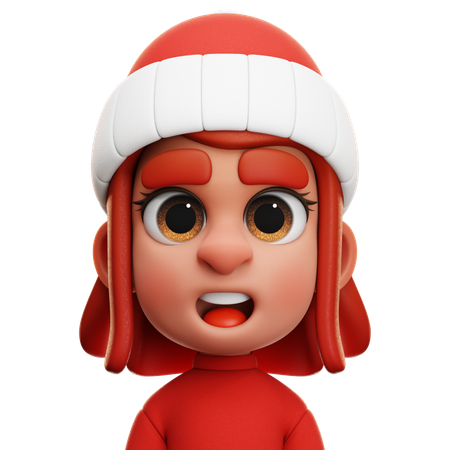 GIRL WITH WINTER HAT  3D Icon