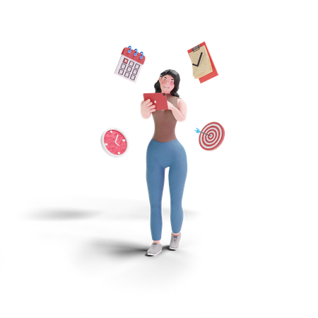 Girl with work management  3D Illustration