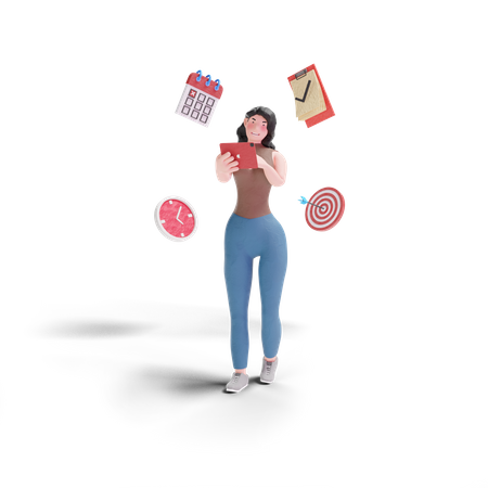 Girl with work management 3D Illustration