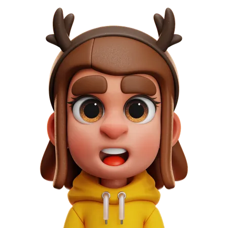 GIRL WITH YELLOW HOODIE  3D Icon