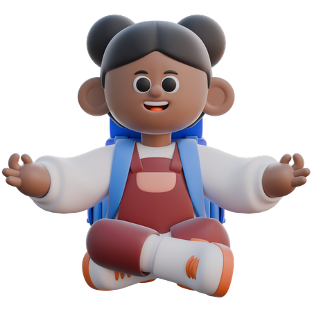 Girl with Yoga pose  3D Icon