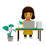 3d lady at office illustration