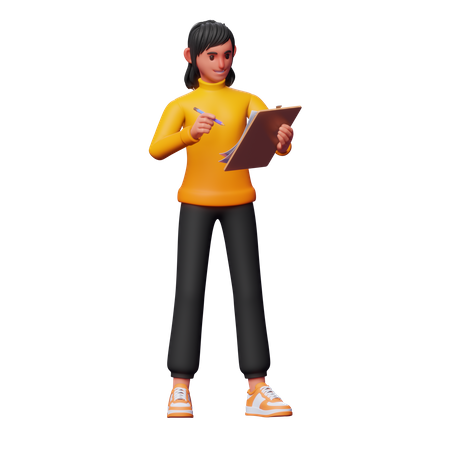 Girl Writing Note  3D Illustration