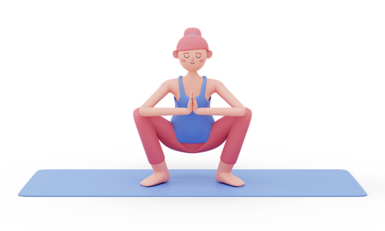 Girlande Yoga-pose  3D Illustration