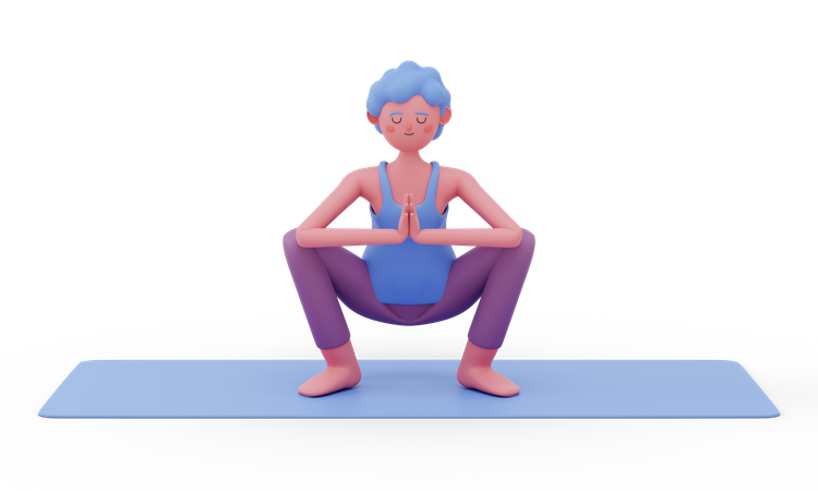 Girlande Yoga-pose  3D Illustration