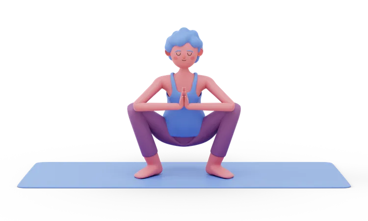 Girlande Yoga-pose  3D Illustration