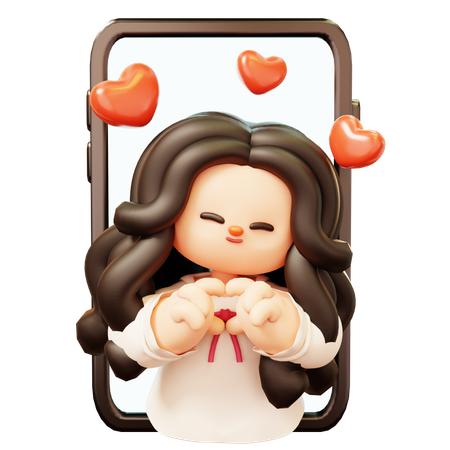 Girlfreind Long Distance And Heart Hand Gesture  3D Icon