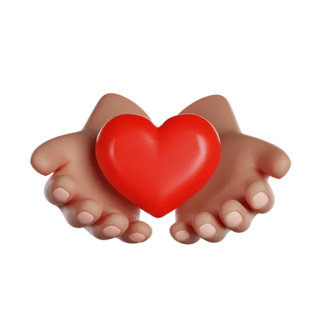 International Volunteer Day Volunteer Hands Hold A Heart 3 D Render Icon 3D Icon