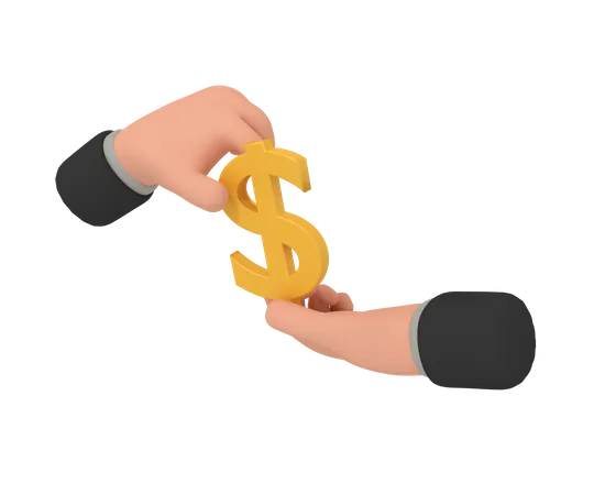 3 D Illustration Of Giving Dollar Profit Communication 3D Icon