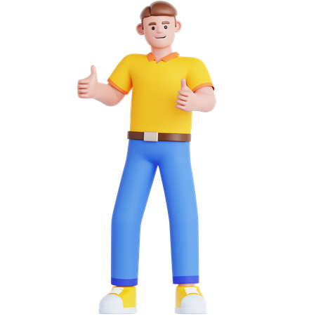 Give two thumbs up  3D Illustration