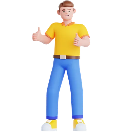 Give two thumbs up  3D Illustration