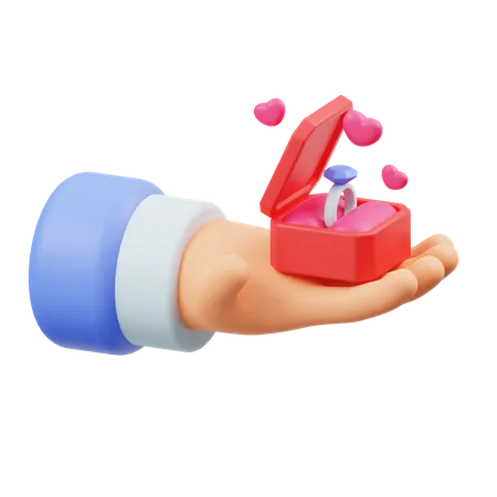 Give Valentine Ring  3D Illustration