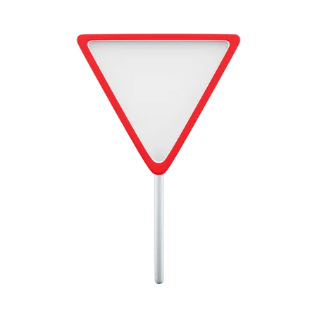 3 D Render Road Sign Give Way Isolated Give Way Sign 3 D Rendering Road Sign Give Way Cartoon Icon 3D Icon