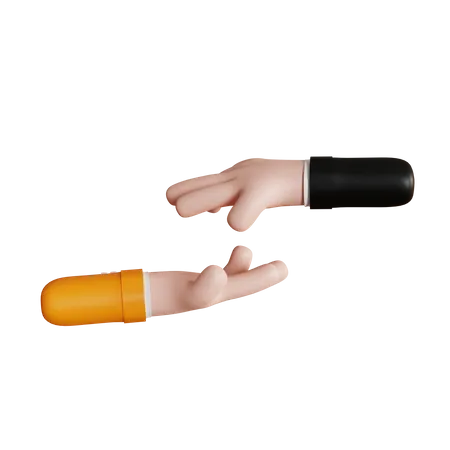 Cute Giving And Receiving Hand Gesture Cartoon Style Finger Gesture 3 D Illustration 3D Icon
