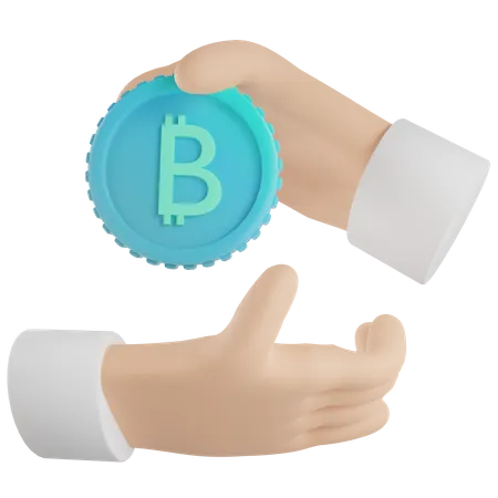 3 D Render Bitcoin Give And Receive Illustration 3D Illustration