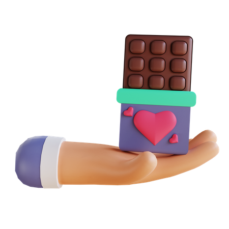 Giving chocolate on valentines day  3D Illustration