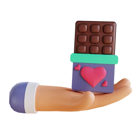 Giving chocolate on valentines day  3D Illustration