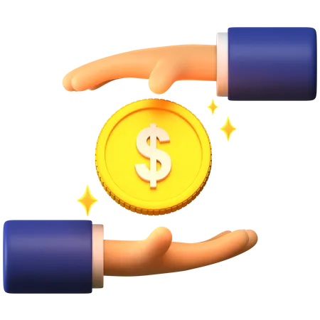 Giving Dollar coin  3D Illustration