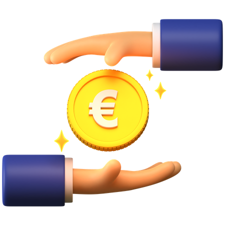 Giving Euro coin  3D Illustration