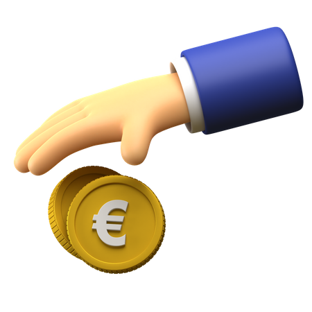 Giving Euro coin  3D Illustration