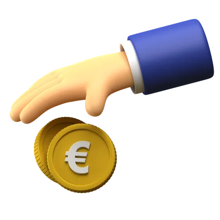 Giving Euro coin  3D Illustration