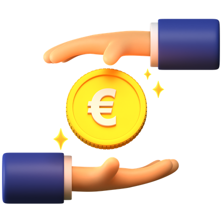 Giving Euro coin 3D Illustration