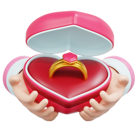 Giving Heart Ring Box  3D Icon