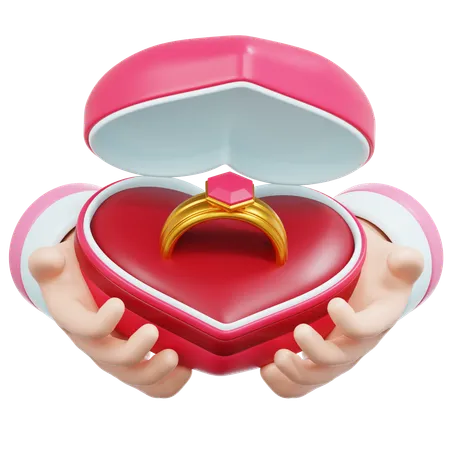 Giving Heart Ring Box  3D Icon