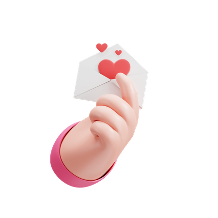 Giving love letter hand gesture 3D Illustration