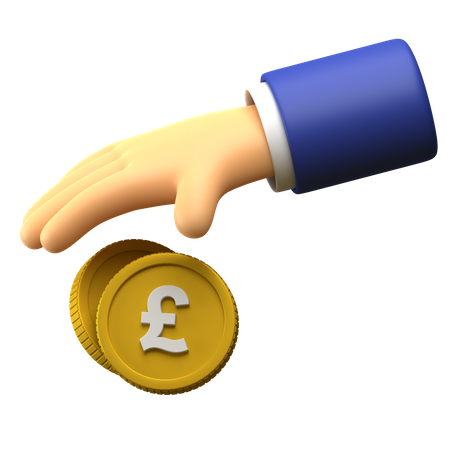 Giving Pound coin  3D Illustration