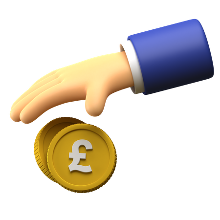 Giving Pound coin 3D Illustration