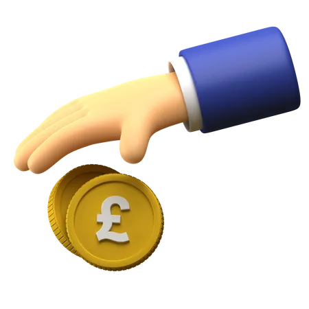 Giving Pound coin  3D Illustration