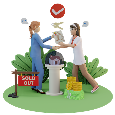 Giving Property Paper  3D Illustration