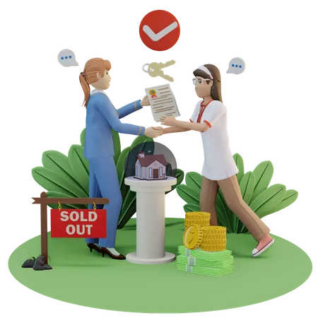 Giving Property Paper  3D Illustration