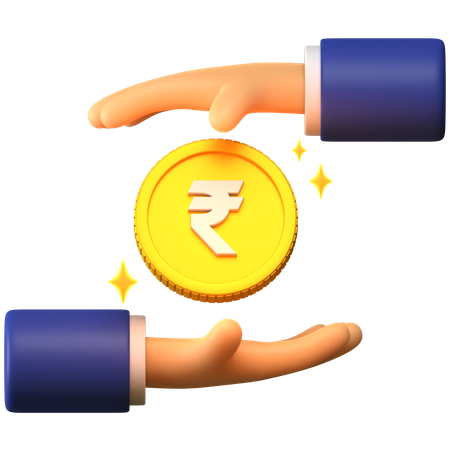 Giving Rupee coin  3D Illustration