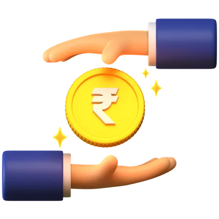 Giving Rupee coin 3D Illustration