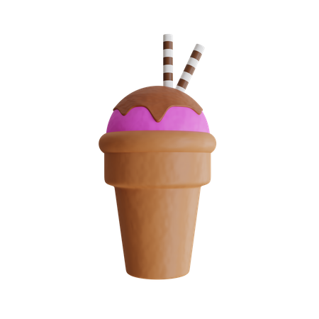 Glace à la fraise  3D Icon