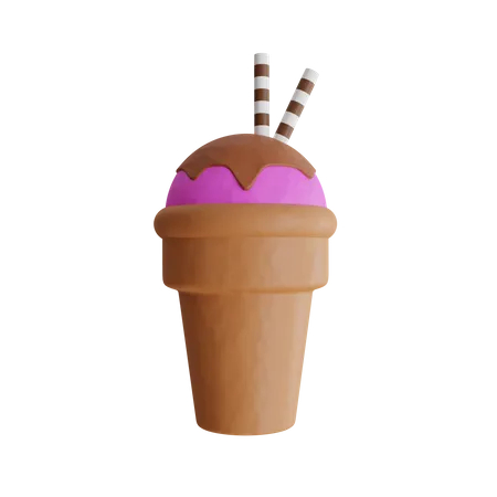 Glace à la fraise  3D Icon