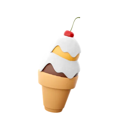 Glace avec deux boules  3D Icon