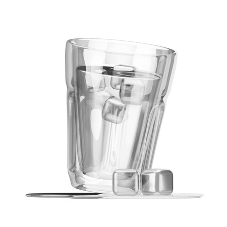 Glas Wasser mit Eiswürfeln  3D Icon